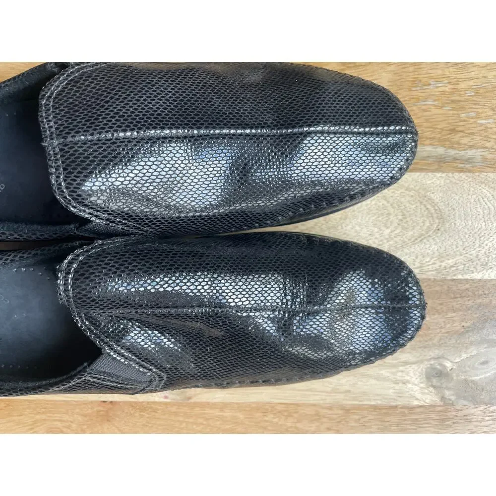 SAS DREAM Womens Black Snake Leather Comfort Loafers Shoes 10